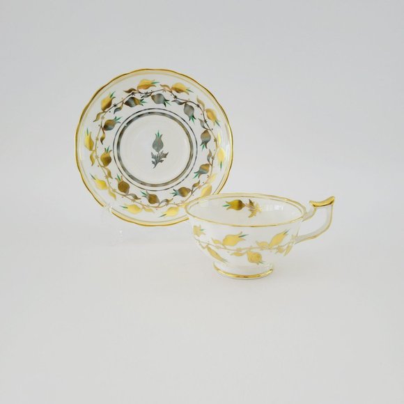 Royal Chelsea Golden Jade Teacup & Saucer, Gold Vines & Flowers, Royalcore Glam - Picture 12 of 16